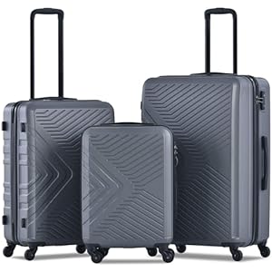 Travelhouse Luggage Set, Hardside Suitcase Set Double Wear-Resistance Spinner Wheels, TSA Lock, Carry-on,3 Piece Set luggage clearance (20inch 24inch 28inch) (1065 Gray)