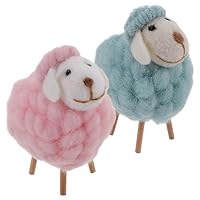ibasenice Figurine Sheep Toys 2pcs Felt Sheep Decor Miniature Sheep Ornament Desk Dec