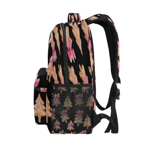 Bow Christmas Tree Black Background Pattern Kids Backpack for Boys Girls Backpacks Student Backpack Big For Elementary School Shoulder Bag Bookbag4