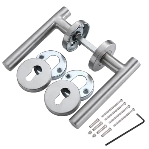 ZONADAH Door Handles 1Pair of Stainless Steel Single Tongue Split Lock Fireproof Door Handle Household Accessories Entrance Gate Lever Knob for Bedroom Bathroom - Image 2