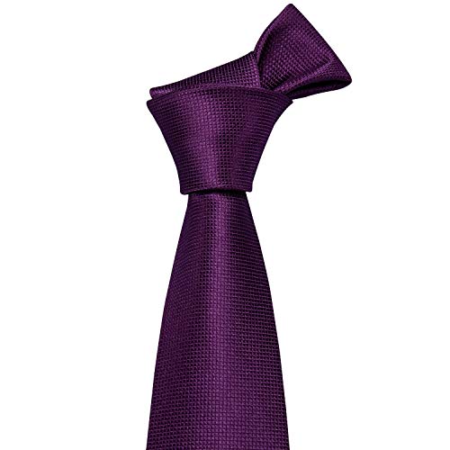 Image of Barry.Wang Plain Men Silk Ties Extra Long Satin Necktie for Wedding Business Handkerchief Cufflinks Set Solid Colors