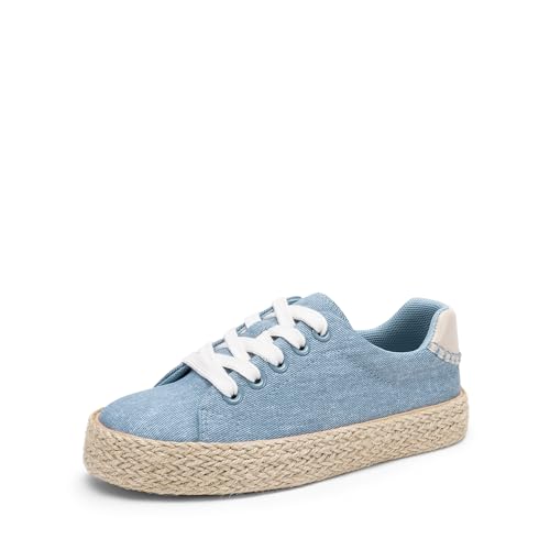 DREAM PAIRS Kid Boys Girls Sneakers Canvas Espadrille Lace Up Walking Casual Shoes 10 Toddler Denim Blue