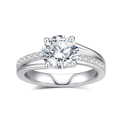 2CT Moissanite Engagement Ring for Women D Color VVS1 Eternity red Moissanite round Cut S925 Sterling Silver Plated 18k White Gold Wedding Promise Anniversary Engagement Ring2