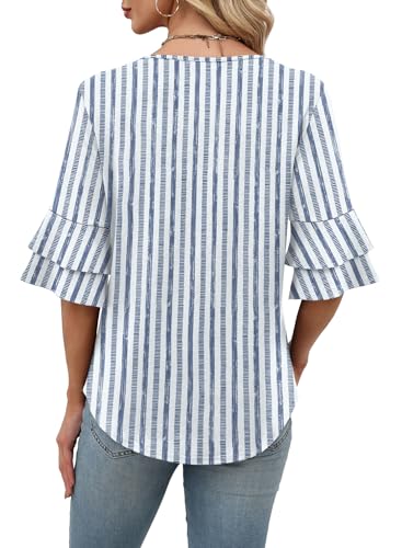 Image of OFEEFAN Spring Tops for Women Boho Shirts Fashion Clothing Cute 3 /4 Length Sleeve Blouses Dressy Casual Summer Outfits
