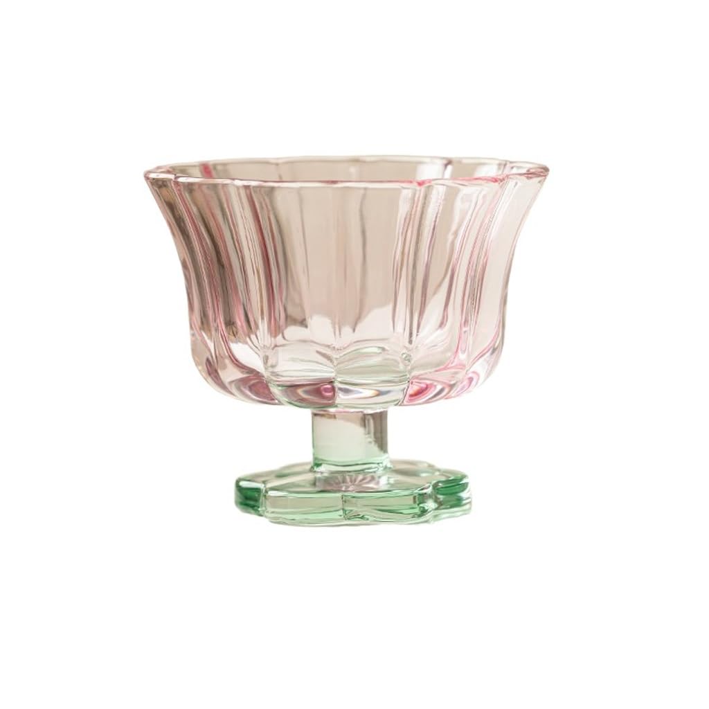 Copas de Vidrio Elegantes Ice Cream Sundae Cups Clear Pressed Glass Jello Pudding Vintage Small Footed Dessert Cup Vasos de Vidrio para Beber(A)