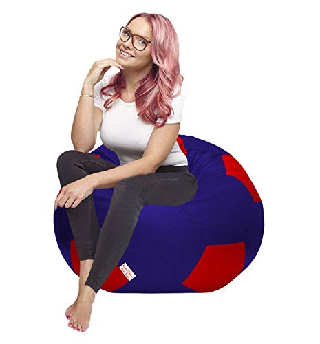 Image of RnS Rest 'n' Sleep - Bean Bag Football Chair Filled with Beans for Living Room, Bed Room for Relaxing, with 1 Year Warranty (Red /Royal Blue, XXXL)