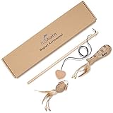 flipAlpha Magnet Katzenangel - natürliche, sichere und langlebige Katzenangel durch Magnetbefestigung - interaktives Katzenspielzeug (40cm)