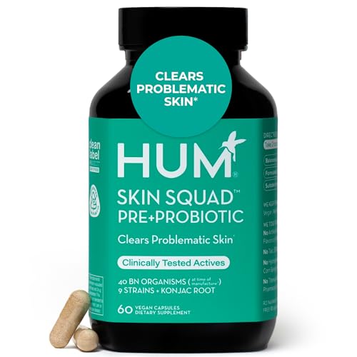 HUM Skin Squad Probiotics for Women and Men, Skin Care Supplement for Clear Complexion & Gut Health...