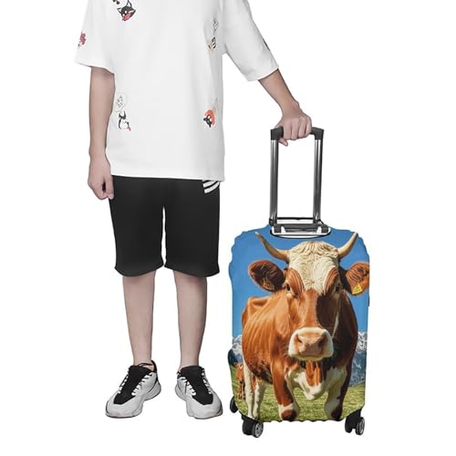 Travel Luggage Cover Elastic Suitcase Protector Anti-Scratch Washable Real Swiss Cow Brown Luggage Sleeve Tsa Approved Carry on Covers Baggage Cover Fits 18-32 Inch Luggages 7