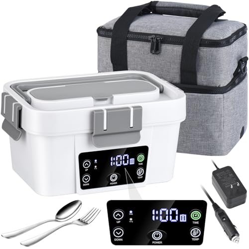 Cordless Electric Lunch Box for Adults – Smart Automatic Heating, 6.75 Cups Portable Food Warmer (212°F Max), Rechargeable Battery-Powered Hot Meal Container for Office, Travel & Outdoor