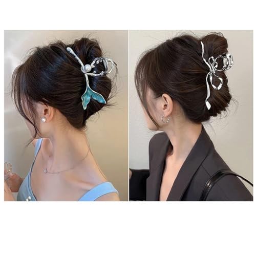 (2個)ヘアクリップ 大きめ 人魚風 バンスクリップ しっかりとまる クリップ 髪留め クリップ おしゃれ ヘアアクセサリー オフィス 結婚式 出掛け お風呂 誕生日 通勤 濃密な髪も使用可能 贈り物 レディース C