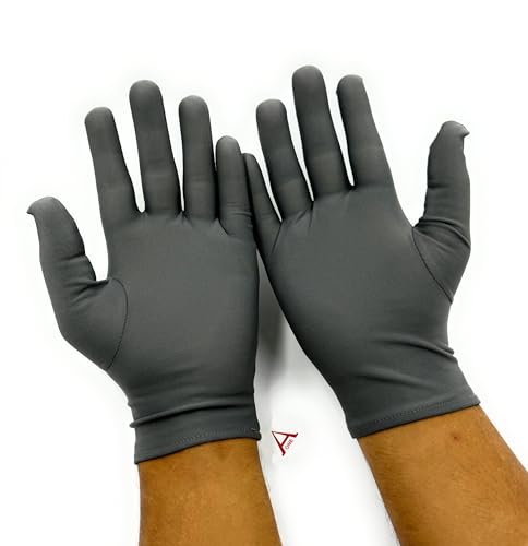 Image of Aone Premium Microfiber Lint Free Grey Hand Gloves 1 Pair Anti-Smear /Anti-Fingerprint for Quality Check /Scratch-free Handling for Jewellery /Diamond /Gemstone, Watch Boutique, Sun & Dust Protection
