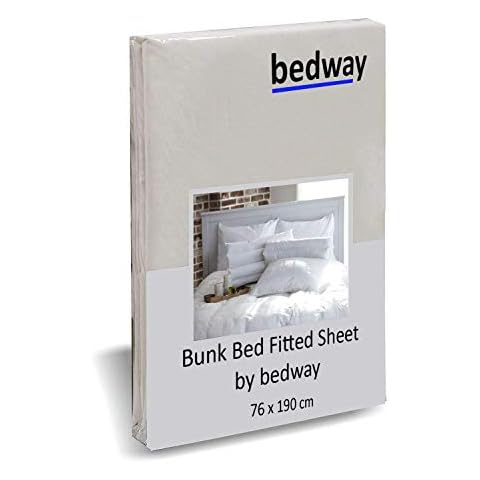 BEDWAY 2ft 6", Bunk Bed, Small Single Bed Fitted Sheet/Plain Dyed 68 Pick Polycotton (76 x 190 cm) - Cream Cover