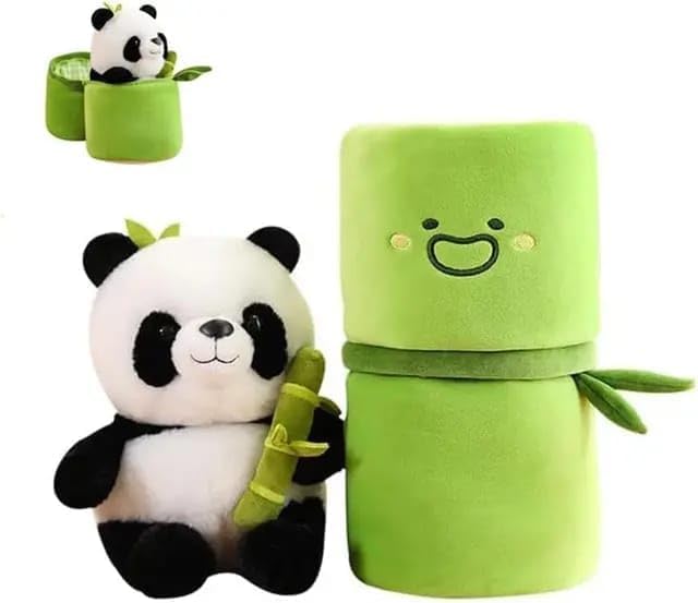 Image of SARO Cow Tremp Plush Soft Toy - Cute Kids Animal Penguin Black, Persian Cat, 57cm Teddy, Mother Doll, Cute Sitting Doll Moon & Star Cushion Set | Home Decor Gift for Boys & Girls (Green Panda)