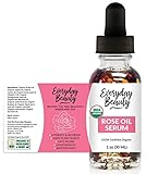 Rose Oil Serum - USDA Certified Organic Hydrating Facial Serum - One of a Kind Heavenly Rose Scented All Natural 100% Plant Based Botanical Beauty Face Oil - 1oz