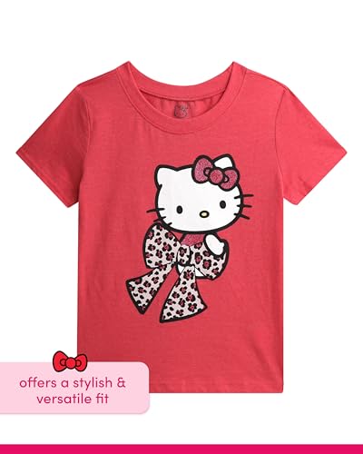 Image of Hello Kitty Girls Shirts - Short Sleeve Cute Casual Crewneck Graphic Tees Shirts for Girls Tops T-Shirt (Sizes: 4-12),
