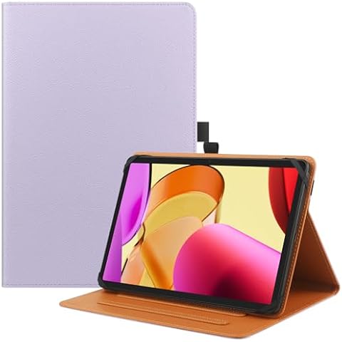 XIAOLL 9"-10.5" Inch Universal Tablet Case, Protective Cover Stand Folio Case for 9 10 10.5 Inch Android Touchscreen Tablet, with Adjustable Fixing Silicon Band,Purple Cover