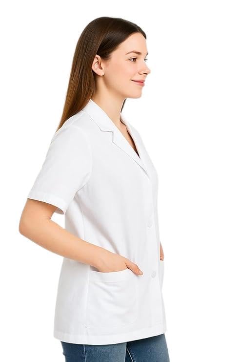 cloth king Poly Cotton Half Sleeves Lab Coat, White, Professional Medical Laboratory Coat for Doctors, Nurses and Students-picture-54