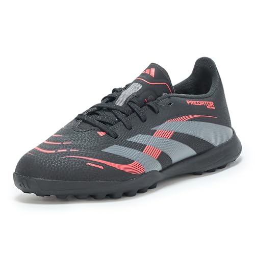 adidas League Predator Turf Sneaker, Black/Grey/Lucid Red, 1 US Unisex Little Kid
