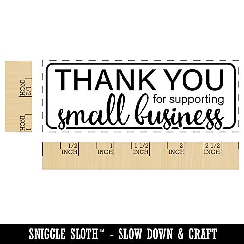 Thank You For Supporting Small Business With Border Self-Inking Rubber Stamp Ink Stamper For Business Office - 2-3/4 Inch Large - Blue Ink #TOP1