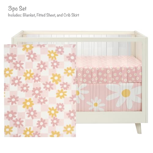 Image of Lambs & Ivy Daisy Dreams 3-Piece Crib Bedding Set - Pink, White, Modern, Garden