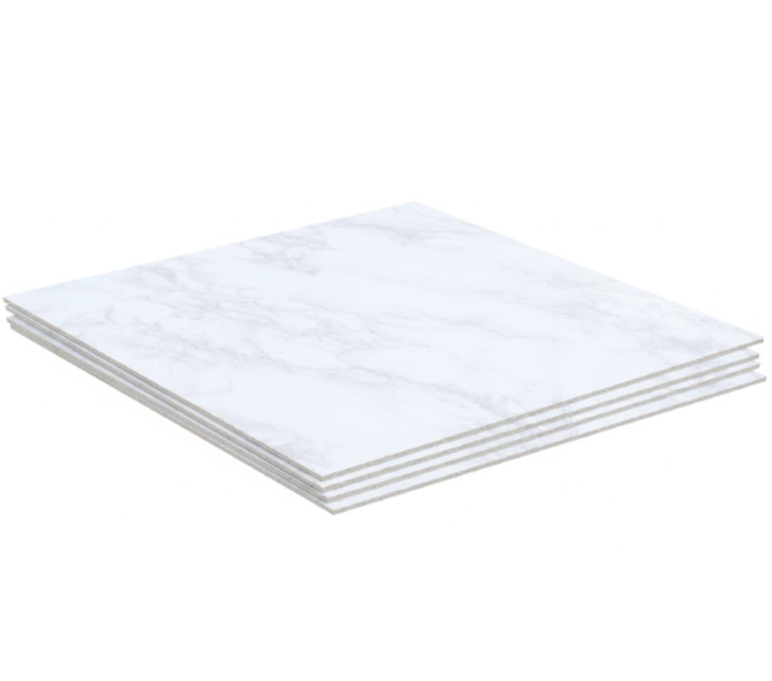 ROSEROSA Peel and Stick Engineered PVC Tiles Marble Granite Pattern Self Adhesive Durable Vinyl Flooring (ECK-301 : Square 4 Tiles)