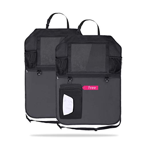 Ergocar 2 Packs Car Organisers, Waterproof Back Seat Protector Cover?Kick Mat Car Back Seat Organiser with 10