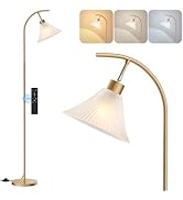 SIBRILLE Glass Floor Lamp, Dimmable Gold Standing Lamp with Remote Control & 3 Color Temperatures...