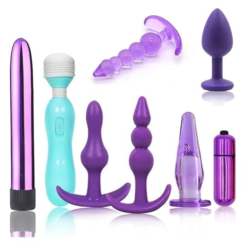 Analplug Set 8 Stück mit Vibration für Frauen & Männer, G-Punkt und Klitoris Stimulation, Lecken Dildo Vibrator Sex Spielzeug für die Frau Klitoris – Perfekte Passform für Anfänger und Erfahrene