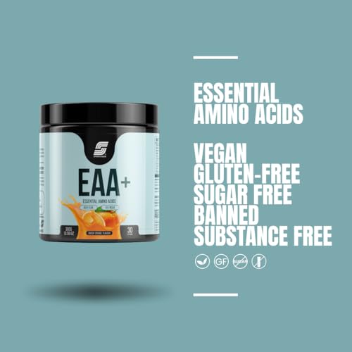 Image of Sparkfusion 8500 mg Eaa+ & 6000mg Bcaa (300 gm) Essential Amino Acids | Pre /Intra Workout and Muscle Growth & Recovery | All 9 Essential Amino Acid EAA Powder (Smash Orange)