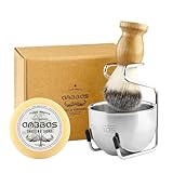 Anbbas 4in1 Shaving Brush Kit, Stainless Steel Stand and Bowl,100g Soap Bar Refill,Perfect for Men Wet Shave Beginners