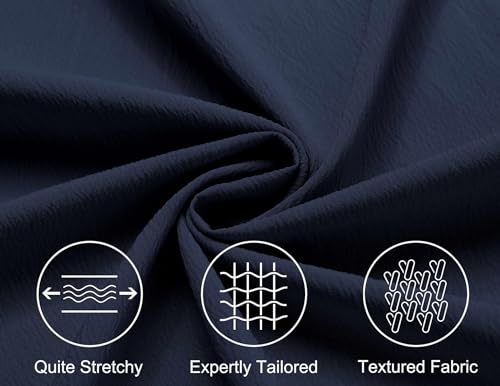Image of DEELMO Mens Casual Button Down Shirt Summer Beach Shirts Long Sleeve Cuban Collared Tropical Textured Shirts