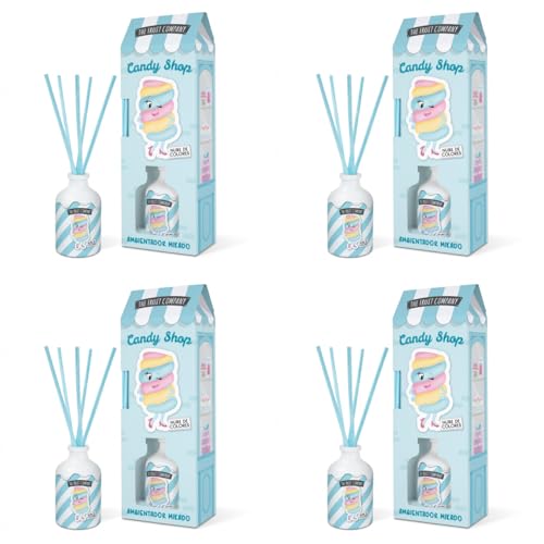 The Fruit Company Mikado Ambientador de Varillas Pack 4 uds - Aroma Nube de colores - Difusor con Palitos - Ambientador Dulce y Duradero para Hogar, Dormitorio o Regalo