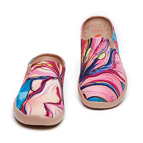 Image of UIN Slipper Woman Travel Art Painted Shoes Wide Toe Casual Home Slip On Mules Malaga