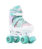 Material duro sfr skates SFR Skates SFR Spectra Adjustable Quad Skates Patines Patinaje Unisex Infantil, Juventud, Pink/Green, 33-37