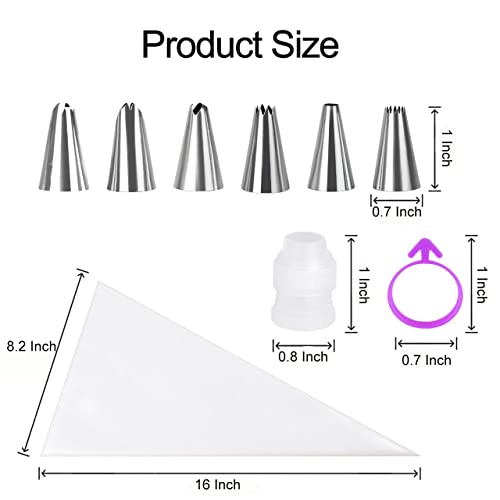 Okomarss Disposable Piping Bags, 100 Pcs 16 Inch Clear Anti Burst Pastry Bags Icing Bags Frosting Bags For Cakes, Cupcakes And Cookies Decoration With 6 Tips 2 Couplers And 2 Bag Ties #TOP1