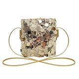 JENCVNL Glitzer Pailletten Damen Handtasche,Tasche Mini Clutch kleine Damen Glitzer Tasche Schultertasche für Prom Hochzeit Party Bankett (Gold)