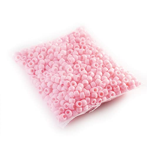 Image of 1000 Pcs Acrylic Pink DIY Pony Beads 6x9mm Bulk for Friendship Bracelet Necklace Jewelry Making Earring Pens Hair Beads Braiding Kit