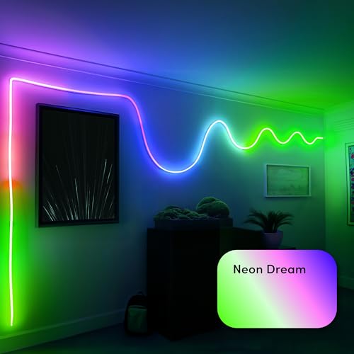 Image of LIFX Flex Neon LED Rope Light 16FT Indoor, Bendable Neon Rope Lights for Bedroom & Gaming, Apple HomeKit, Alexa, Google Home, Matter, Music Sync, 60 Zones, No Hub, Color Changing Decor