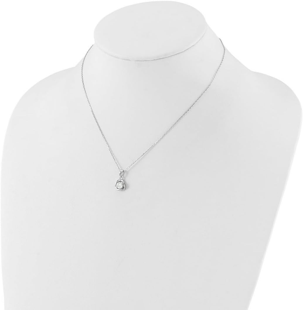 JewelryWeb 925 Sterling Silver Rhodium Plated Cubic Zirconia In Love Knot With 2in Extension Necklace 16 Inch 9.4mm Wide Pendant Necklace for Women - Image 4