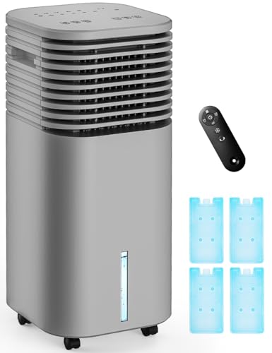 Image of 4-IN-1 Portable Air Conditioners, Evaporative Air Cooler w /4 Modes & 3 Speeds, 15H Timer for Smart Auto-off, 2-Gal Tank for 20H Cooling,17FT Remote,No Hose Needed - Grey