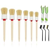 FSTURIOS 11PCS Car Detailing Brush Set, Auto Cleaning Kit Includes Detail Brush Wire Brush & Air Vent Brush, Multi Purpose Exterior Brush Kit for A/C Dashboard Leather Seat Wheel (White)