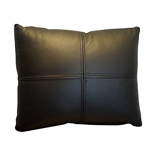 Quattro Meble Echt Lederkissen Schwarz Sofa Deko Kissen Echtleder Rückenkissen Rindsleder Leder Modell P&Z4el (30 x 50 cm)