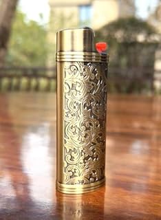 Lucklybestseller Metal Lighter Case Cover Floral Stamped for Bic Full Size Lighter J6 (Bronze)