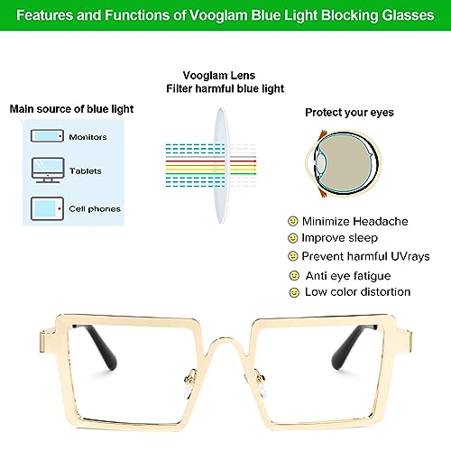 Image of VOOGLAM Stylish Rectangle Blue Light Blocking Glasses for Women Anti UV Eyestrain Eyewear Cairbre