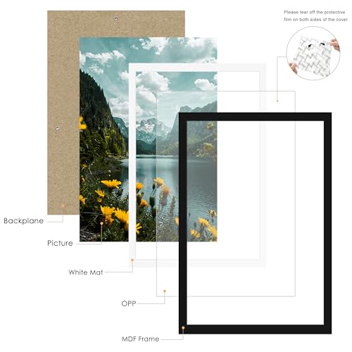 Picrit 27x40 inch Poster Frame 3 Pack, Black Poster Frame, Display Poster 24 x 36 with Mat or 27 x 40without Mat for Horizontal or Vertical Wall Mounting