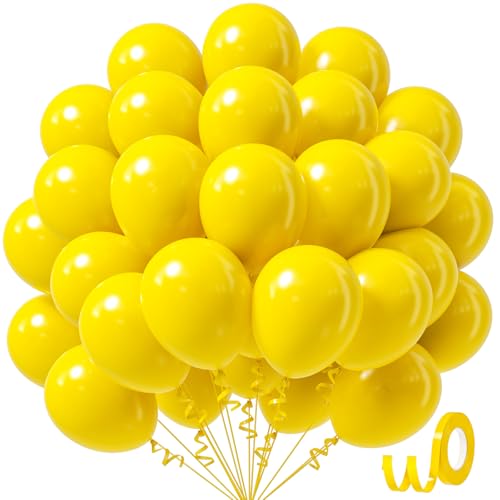 Image of Yellow Balloons 12 inch, Yellow Latex 50pcs Party Balloons | Baby Shower, Wedding, Birthday Party Decorations