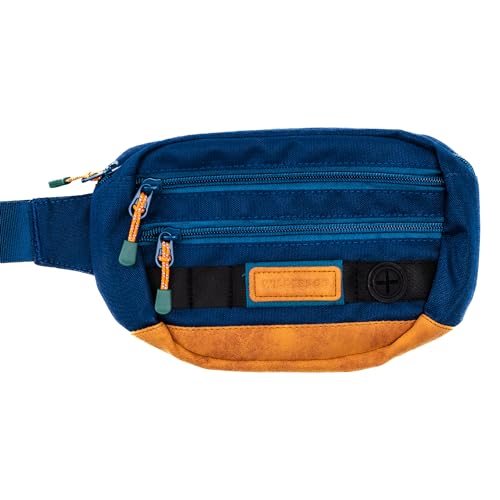 Image of Wilderdog Utility Fanny Pack stores Treats, Balls, Keys in 3 Pockets with adjustable strap and Poop Bag dispenser (Pacific Blue)