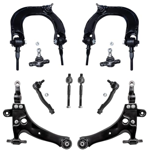 Image of Detroit Axle - 10pc Front End Kit for 2001-2005 Sonata, 2002-2005 XG350, 2001 XG300, Kia 2001-2006 Optima Upper Control Arms w /Ball Joints Lower Control Arms Lower Ball Joints Tie Rods Replacement