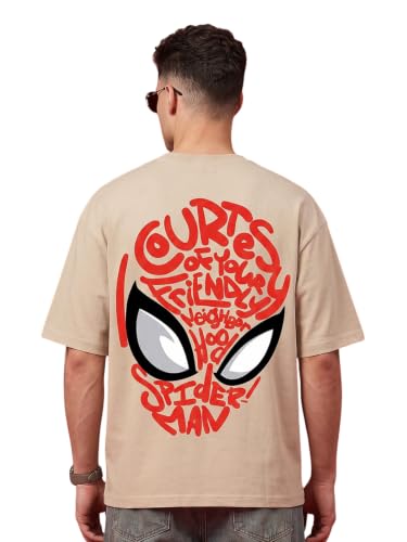 Image of Veirdo Men Spider-Man Printed Oversized T-Shirt